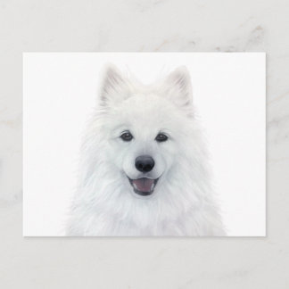 Samoyed dog door miart origineel schilderij briefkaart