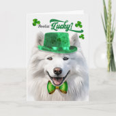 Samoyed Dog Feelin' Lucky St Patrick's Day Feestdagen Kaart (Voorkant)