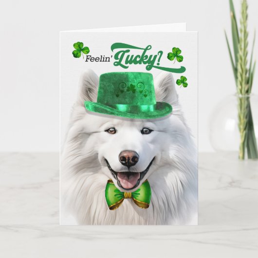 Samoyed Dog Feelin' Lucky St Patrick's Day Feestdagen Kaart (Voorkant)