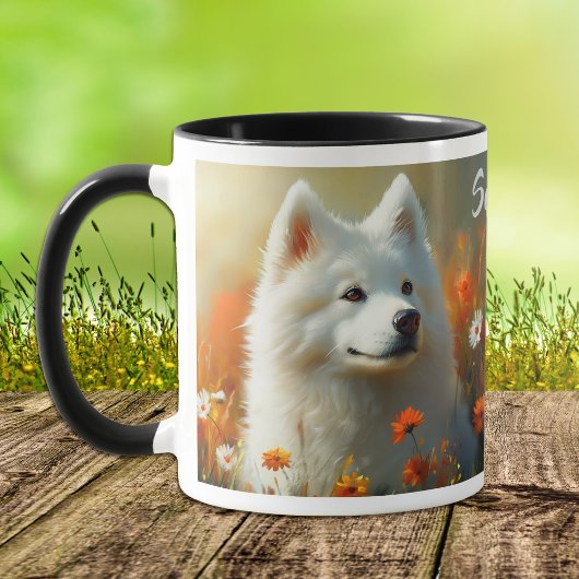 Samoyed Dog Field of Flowers Mok