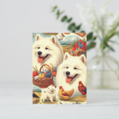 Samoyed Dog Illustratie Briefkaart (Staand voorkant)