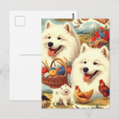 Samoyed Dog Illustratie Briefkaart (Voorkant / Achterkant)