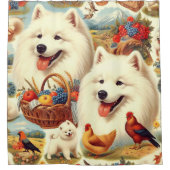  Samoyed Dog Illustratie Douchegordijn (Voorkant)
