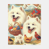 Samoyed Dog Illustratie Fleece Deken (Voorkant)