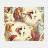 Samoyed Dog Illustratie Fleece Deken (Voorkant (Horizontaal))