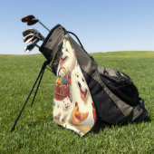  Samoyed Dog Illustratie Golfhanddoek (Groen)