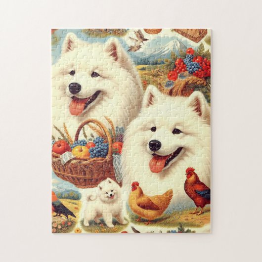  Samoyed Dog Illustratie Legpuzzel (Verticaal)