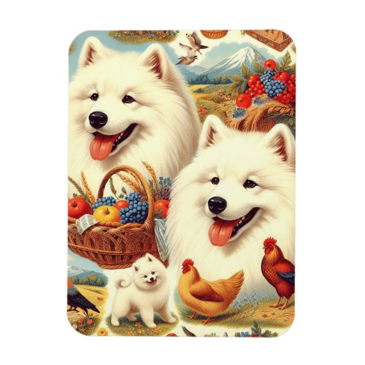 Samoyed Dog Illustratie Magneet (Verticaal)