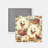Samoyed Dog Illustratie Magneet (Voorkant / Achterkant)