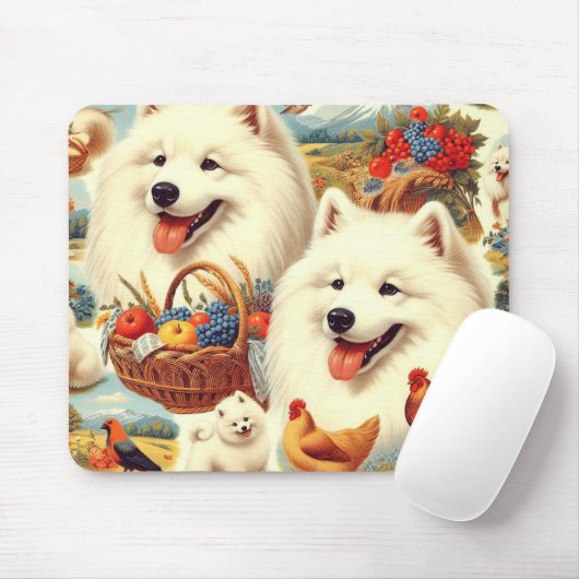  Samoyed Dog Illustratie Muismat (Met muis)