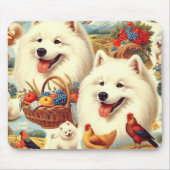  Samoyed Dog Illustratie Muismat (Voorkant)
