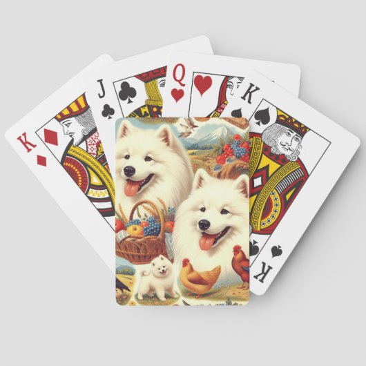  Samoyed Dog Illustratie Pokerkaarten (Achterkant)