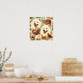 Samoyed Dog Illustratie Poster (Keuken)