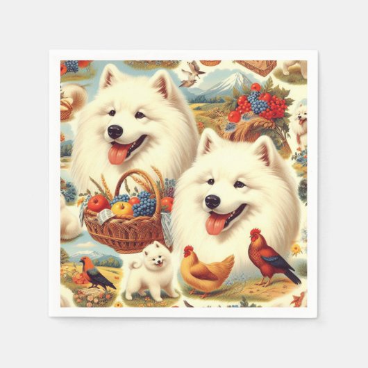 Samoyed Dog Illustratie Servet (Voorkant)
