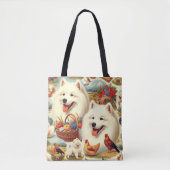  Samoyed Dog Illustratie Tote Bag (Voorkant)