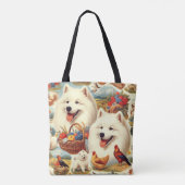  Samoyed Dog Illustratie Tote Bag (Achterkant)