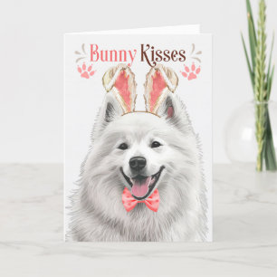 Samoyed Dog in Bunny Ears voor Pasen Feestdagen Kaart