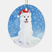 Samoyed Dog in Santa Claus pet kerstversiering Keramisch Ornament (Links)