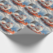 Samoyed Dog in Sledge Laat het Sneeuw Kerstmis Cadeaupapier (Hoek)