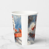 Samoyed Dog in Sledge Laat het Sneeuw Kerstmis Papieren Bekers (Rechts)