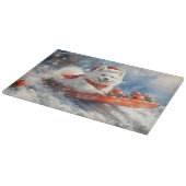 Samoyed Dog in Sledge Laat het Sneeuw Kerstmis Snijplank (Hoek)