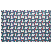 Samoyed dog Kerstmis floral navy blue Stof (Fat Quarter)