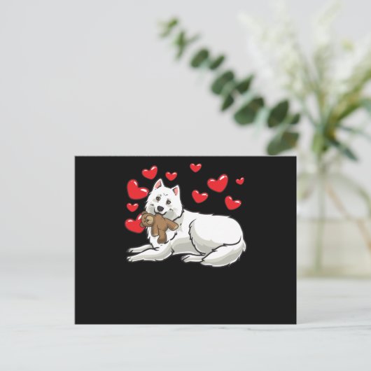 Samoyed Dog met gekwetste dieren en hart Briefkaart (Staand voorkant)