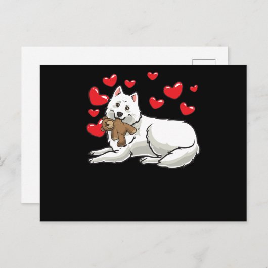Samoyed Dog met gekwetste dieren en hart Briefkaart (Voorkant / Achterkant)