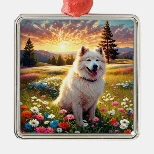 Samoyed Dog   Metalen Ornament (Voorkant)