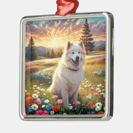 Samoyed Dog Metalen Ornament (Links)