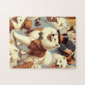  Samoyed Dog Naadloos Schilderen Legpuzzel (Horizontaal)