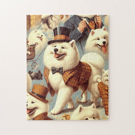  Samoyed Dog Naadloos Schilderen Legpuzzel (Verticaal)