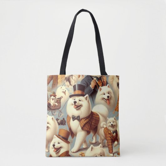 Samoyed Dog Naadloos Schilderen Tote Bag (Voorkant)