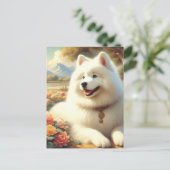  Samoyed Dog Painting Briefkaart (Staand voorkant)