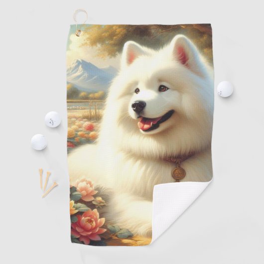  Samoyed Dog Painting Golfhanddoek (Insitu)