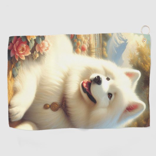  Samoyed Dog Painting Golfhanddoek (Horizontaal)