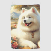  Samoyed Dog Painting Golfhanddoek (Voorkant)