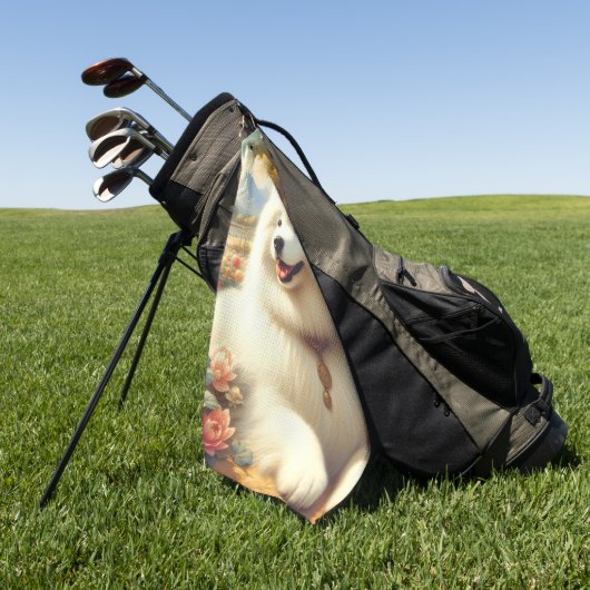 Samoyed Dog Painting Golfhanddoek (Groen)