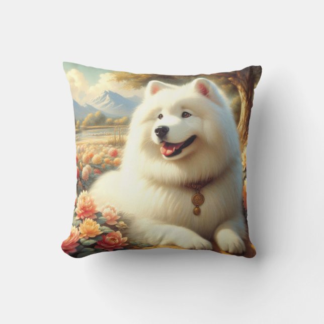  Samoyed Dog Painting Kussen (Voorkant)