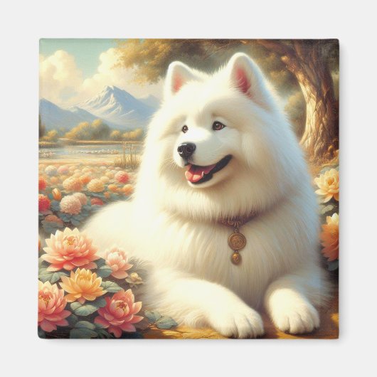  Samoyed Dog Painting Magneet (Voorkant)