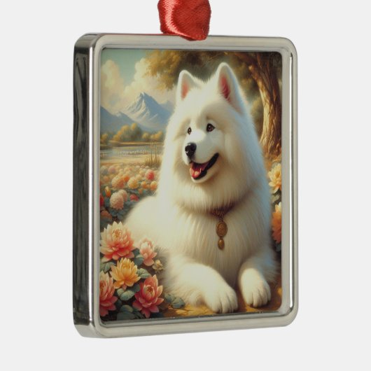  Samoyed Dog Painting Metalen Ornament (Rechts)