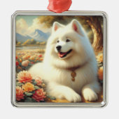 Samoyed Dog Painting Metalen Ornament (Voorkant)