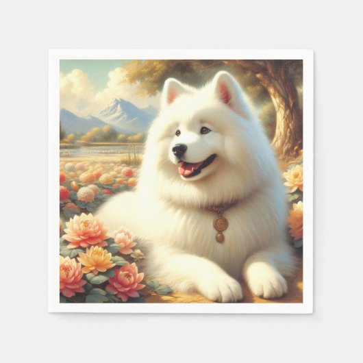  Samoyed Dog Painting Servet (Voorkant)