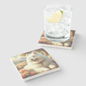 Samoyed Dog Painting Stenen Onderzetter (Zijkant)