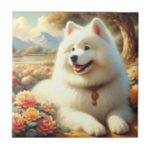 Samoyed Dog Painting Tegeltje (Voorkant)