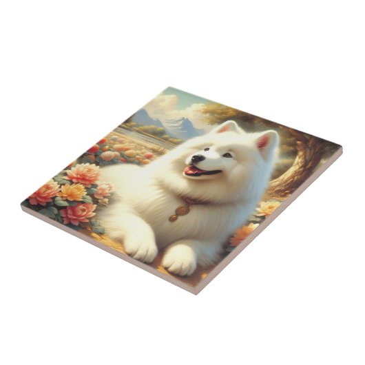  Samoyed Dog Painting Tegeltje (Zijkant)