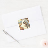  Samoyed Dog Painting Vierkante Sticker (Envelop)