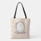 Samoyed Dog Paw Print & Dog Bone Cute Tote Bag (Achterkant)