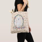 Samoyed Dog Paw Print & Dog Bone Cute Tote Bag (Dichtbij)