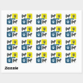 Samoyed Dog & Paw Y&B Grid Vierkante Sticker (Vel)